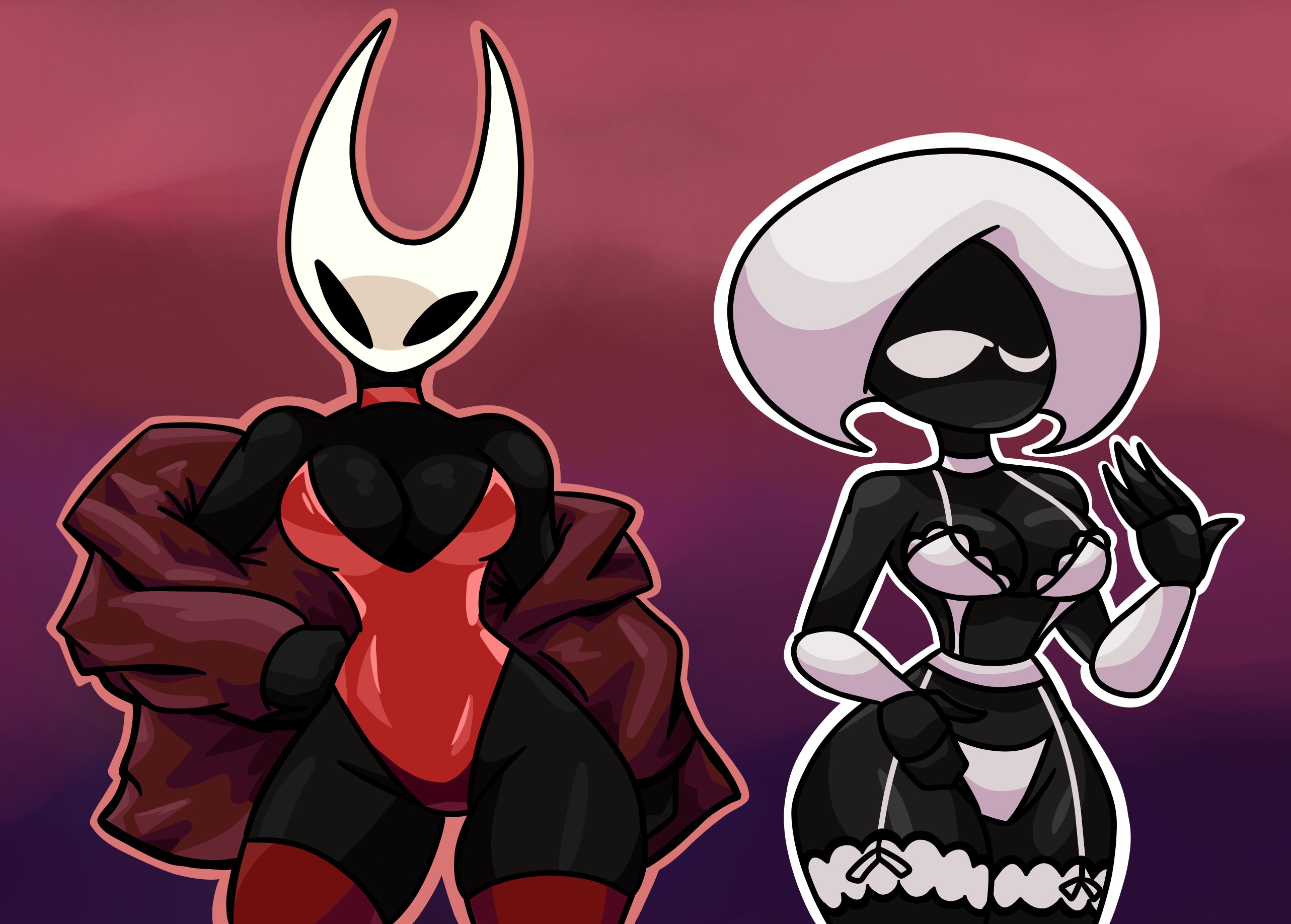 1girls, 2girls, big breasts, breasts, choker, clothed, clothed female, clothes, clothing, female, female only, hollow knight, hollow knight (franchise), hollow knight: silksong, hornet (hollow knight), lace (hollow knight: silksong), lace (hollow knight), leotard, lingerie, looking at viewer, mc is here, tagme, thick thighs, thighs