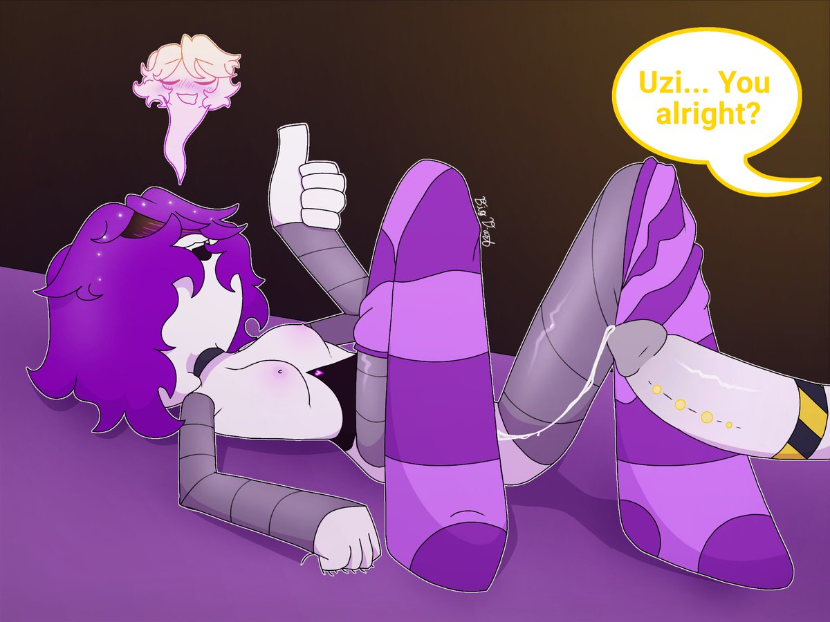 1boy, 1boy1girl, 1girls, 4:3, 5 fingers, big d art, cum in pussy, murder drones, n (murder drones), orgasm, penis, purple hair, sex, small breasts, straight, thumbs up, uzi (murder drones)