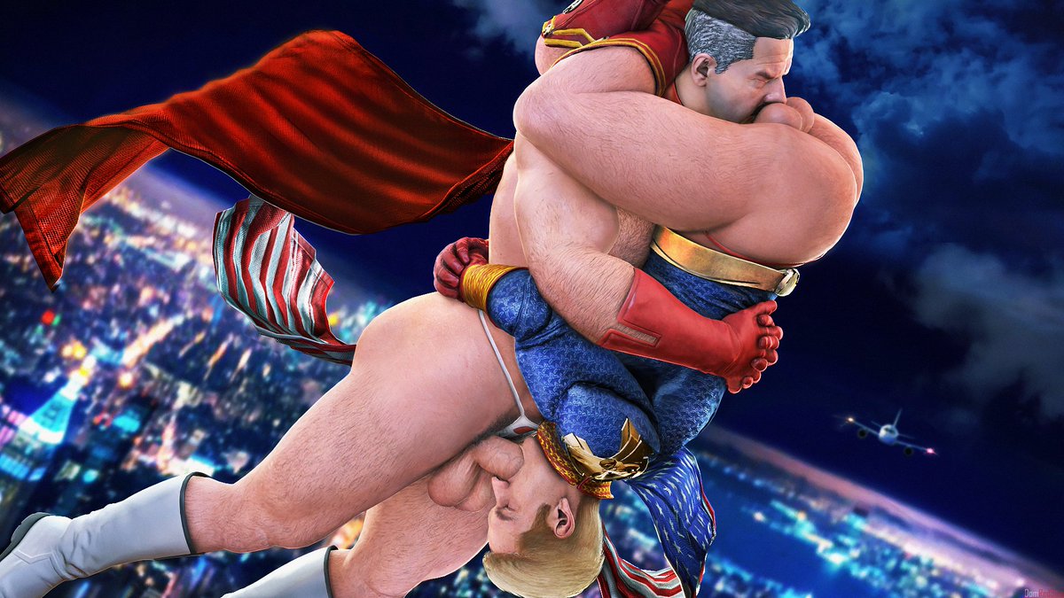 69, 69 position, bara, big penis, blonde hair, blowjob, cock, crossover, daddy, dick, dilf, domredsins, fellatio, flying, gay, homelander, invincible, invincible (tv series), male, male only, muscular, muscular male, nolan grayson, omni-man, oral, penis, sucking, sucking penis, the boys