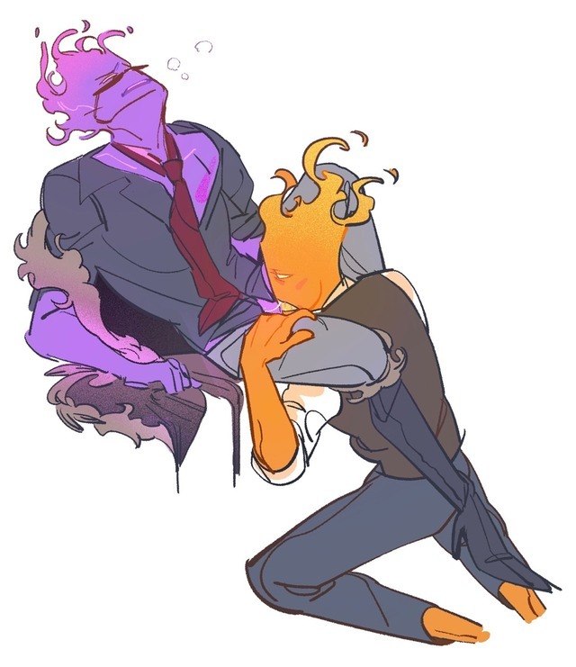 2boys drunk fellatio fire fire_elemental gay grillby male male_only muscular oral orange_body orange_skin purple_skin simple_background sucking tagme underfell underfell_grillby undertale undertale_(series) undertale_fanfiction yaoi