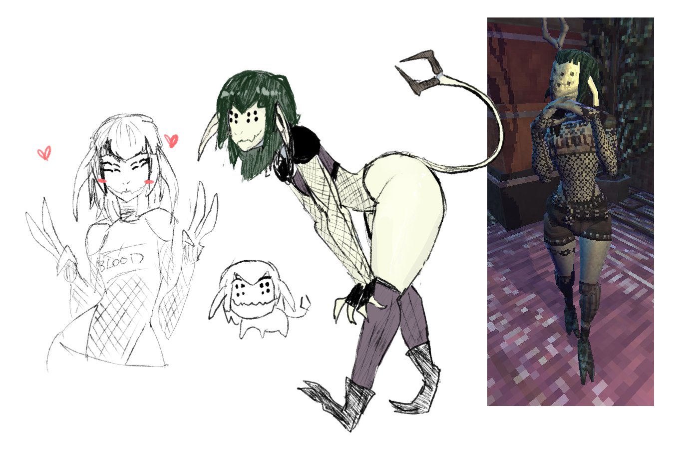 3d, big ass, brush burial, brush burial: gutter world, demon, demon girl, english text, female, female protagonist, fennel (brush burial), looking at viewer, monster, monster girl, sbthesparrow, thick thighs, video games