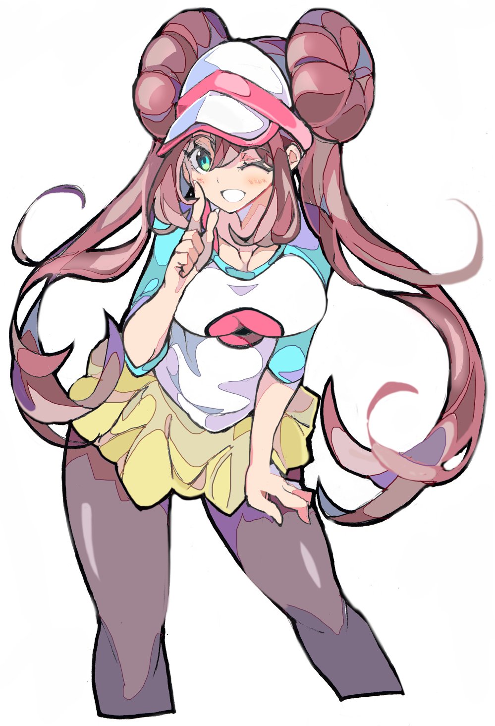 1girls breasts brown_hair cleavage clothing enpe female female_only hat human human_only pokemon pokemon_bw2 rosa_(pokemon) solo tagme thighs