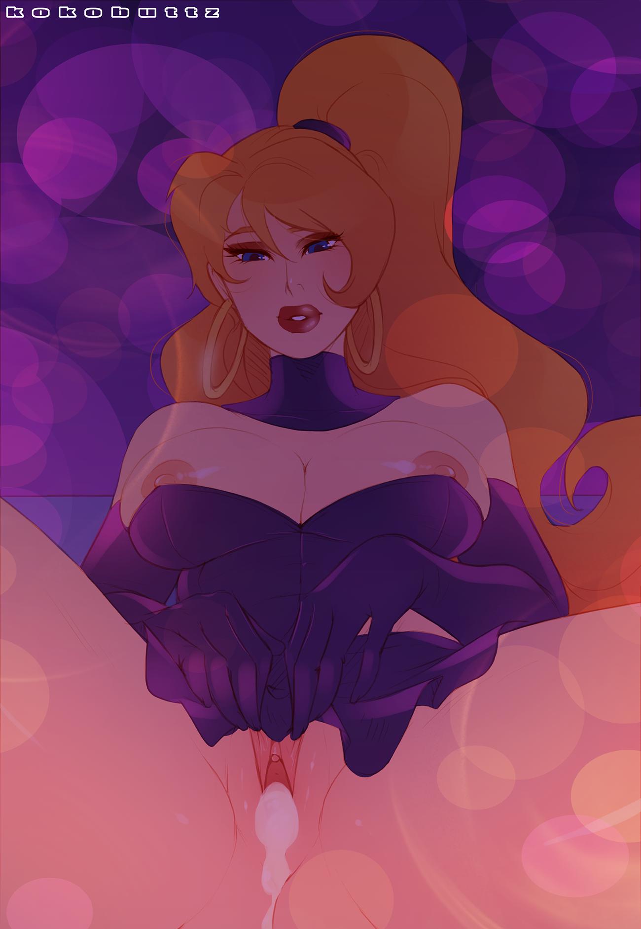 1girls, after sex, after vaginal, areolae, big breasts, breasts, clothing, cum, cum in pussy, cum inside, cum leaking, daphne blake, female, female only, hair, kokobuttz, long hair, nipples, orange hair, ponytail, pussy, scooby-doo, solo, warner brothers