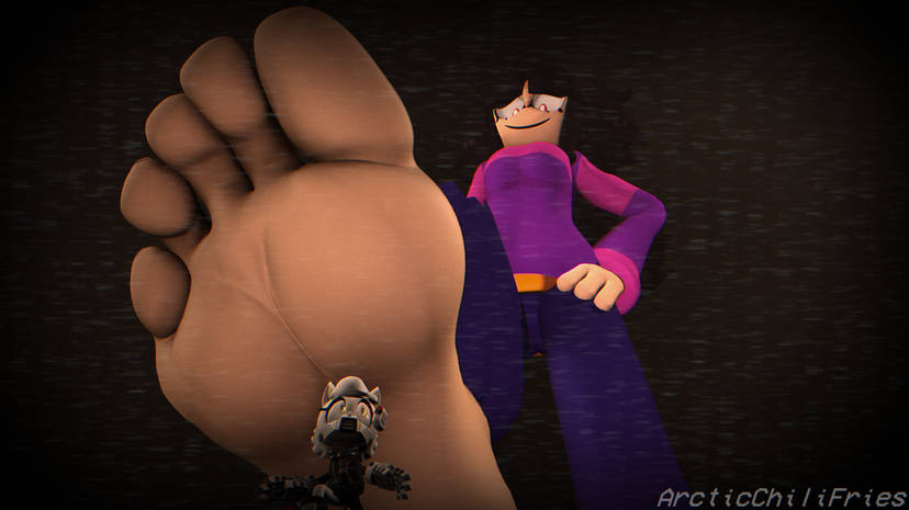 3d_(artwork) arcticchilifries foot_fetish foot_focus giantess giantess_crush giantess_feet goddess imminent_stomp looming looming_foot needlemouse_(series) sarah_henderson_(needlemouse) size_difference sonic_(series) sonic_oc stepped_on teasing