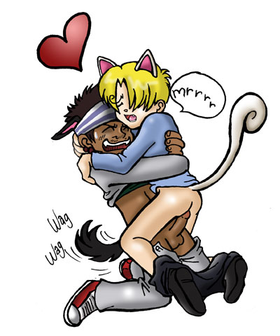 2boys ass cat_ears chibi gay gin_(one_piece) male male_only one_piece penis straight_hair vinsmoke_sanji yaoi