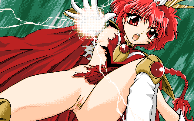 1girls 90s armor breasts censored clothing count_zero curvaceous female hikaru_shidou human large_breasts light-skinned_female light_skin magic_knight_rayearth nipples pussy red_eyes red_hair short_hair solo tagme wide_hips