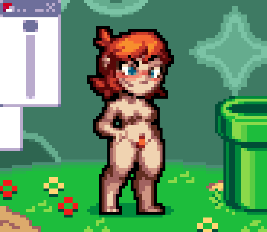 animated anthro areola big_breasts bodily_fluids bouncing_breasts breast_growth breasts caimbra12 collar detailed_background digital_media_(artwork) drooling elemental_creature eyewear eyewear_only female flora_fauna glasses glasses_only green_body growth hair hand_on_hip height_reduction human jiggling lips mammal mario_bros nintendo nipples nude orange_hair pipe piranha_plant pixel_(artwork) pixel_animation plant pubes saliva short_stack short_stackification slider_(control) solo species_transformation spiked_collar spikes thick_lips thick_thighs thigh_jiggle transformation wearing_glasses