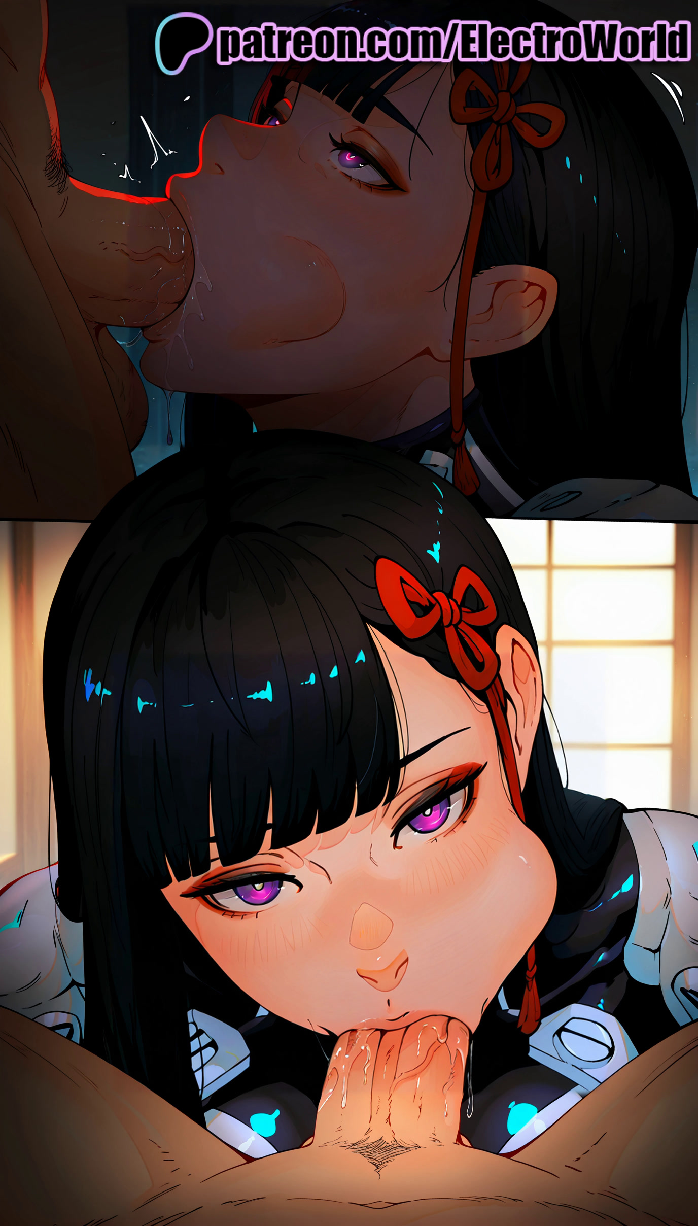 :>=, 1boy, 1girls, 2025, 2girls, ai generated, artist name, balls, balls sucking, black hair, blowjob, blowjob face, cheek bulge, cock, deepthroat, dick, electroworld, erection, fellatio, female, ffm threesome, group sex, heart-shaped pupils, hi res, high quality, high resolution, highres, irrumatio, licking, long hair, male, mato seihei no slave, multiple fellatio, multiple females, multiple girls, oral, oral sex, patreon, patreon username, penis, purple eyes, stable diffusion, straight, sucking, testicles, threesome, uncensored, watermark, yamashiro ren