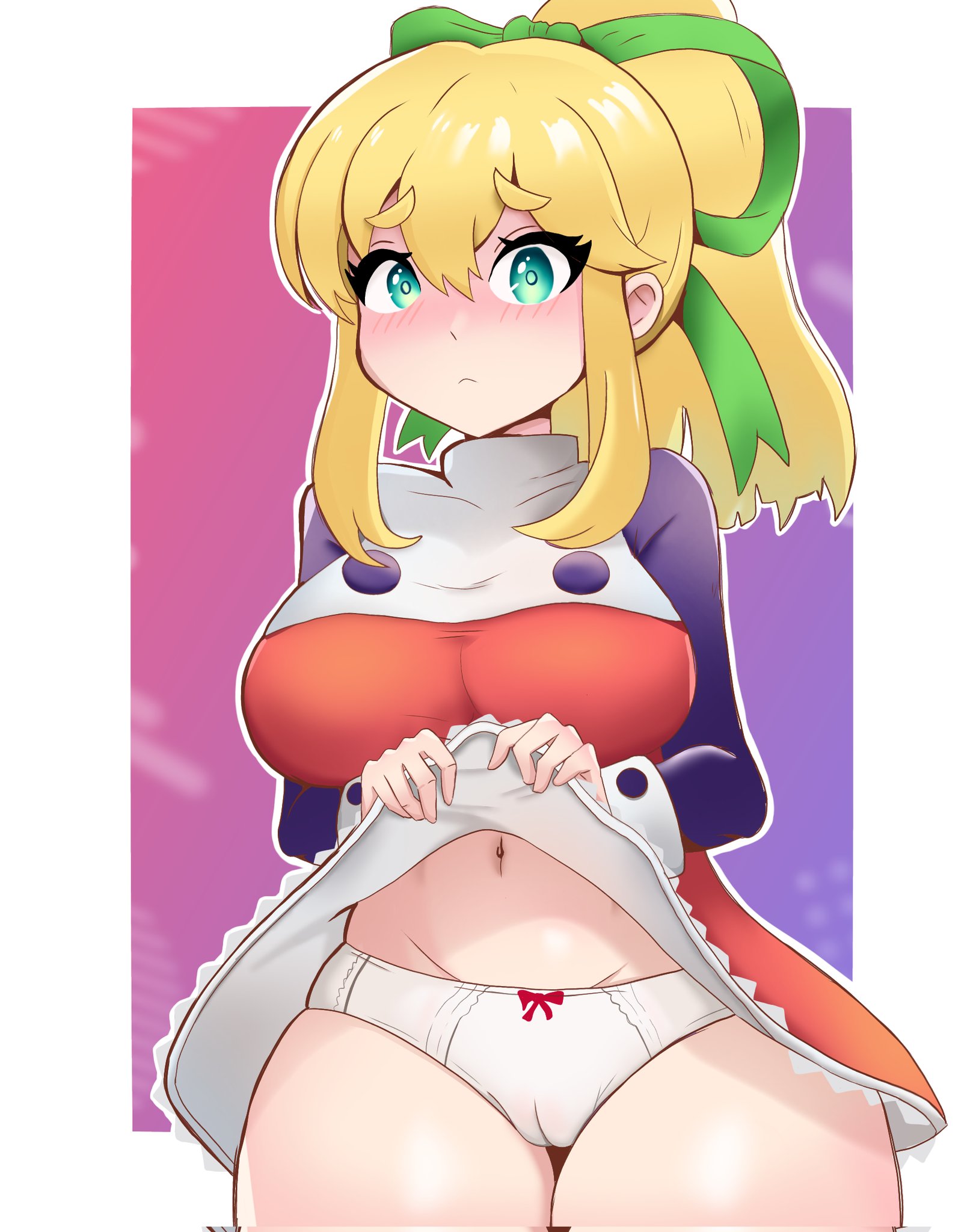 ass, big ass, big breasts, big butt, big thighs, big titties, breasts, curvaceous, curvaceous female, curvaceous figure, curvy, curvy figure, curvy hips, female, female focus, female only, hatzuhatzu, long hair, mega man, roll, underwear, yellow hair