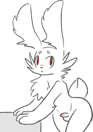 2019 alpha_channel anthro balls blush fluffy fur lagomorph leporid long_ears looking_at_viewer male male_focus male_only mammal milkpudding penis puffy_tail rabbit red_eyes simple_background small_penis transparent_background white_fur