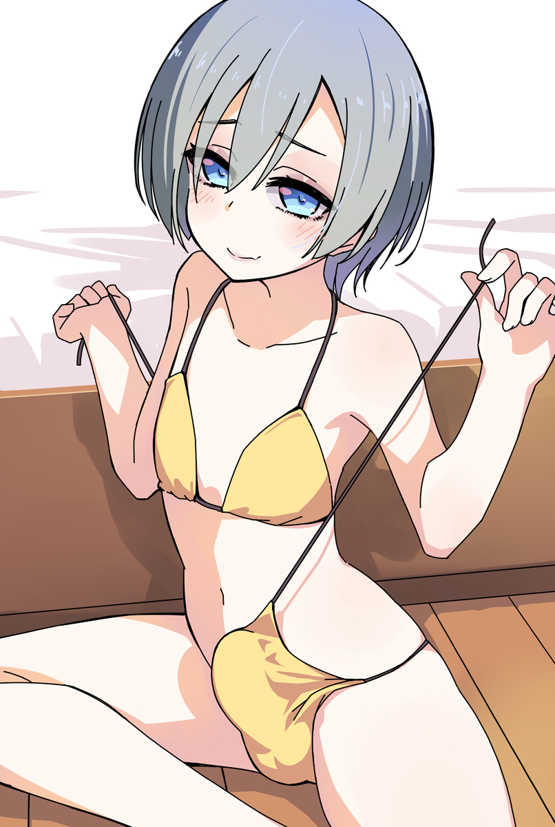 1boy, bikini, bulge, crossdressing, erection, erection under clothes, femboy, girly, kinta (pixiv13253890), male, male only, penis, penis under clothes, trap