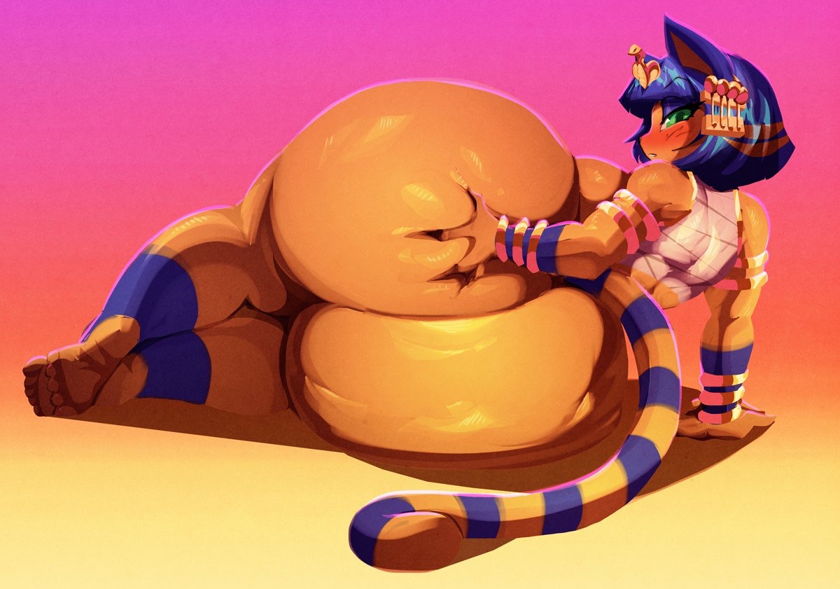 1girls, 5 toes, animal crossing, ankha, anthro, ass, back, barefoot, big ass, big eyes, blue hair, bottom heavy, bottomless, bubble ass, bubble butt, chubby, egyptian, feet, feline, female, female only, furry, green eyes, half-closed eyes, huge ass, hyper, hyper ass, jewelry, looking back, lying, naughty face, nintendo, riendonut, seductive, soles, tail, thick thighs, toes, wide hips