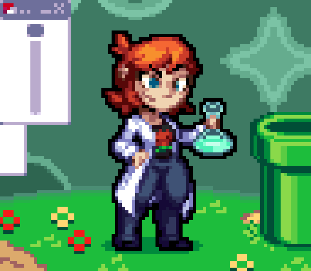 animated anthro areola beaker big_breasts bodily_fluids bouncing_breasts breasts caimbra12 clothing coat collar detailed_background digital_media_(artwork) drooling elemental_creature female flora_fauna green_body hair hand_on_hip height_reduction human jiggling lab_coat laboratory_equipment laboratory_glassware lips mammal mario_bros nintendo nipples orange_hair pipe piranha_plant pixel_(artwork) pixel_animation plant saliva scientific_instrument short_stack short_stackification slider_(control) solo species_transformation spiked_collar spikes thick_lips thick_thighs thigh_jiggle topwear transformation