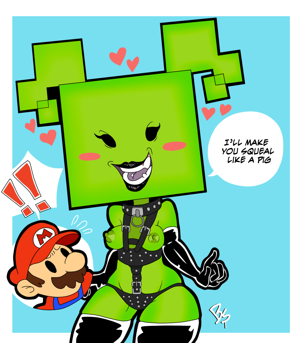 2d banana_spear breasts female green-skinned_female green_skin mario mario_(series) mimi_(super_paper_mario) mob_face paper_mario tagme tits