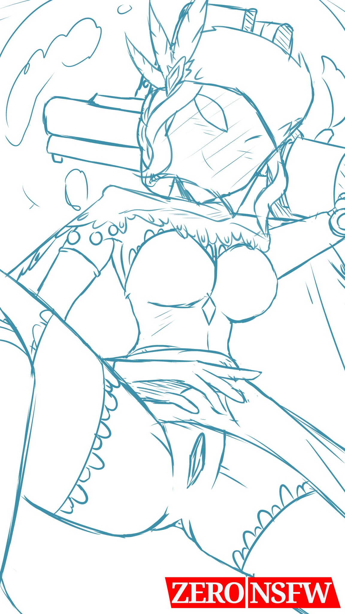 black_dahlia female looking_at_viewer no_panties skullgirls vagina video_games wip zerohe_art_blue