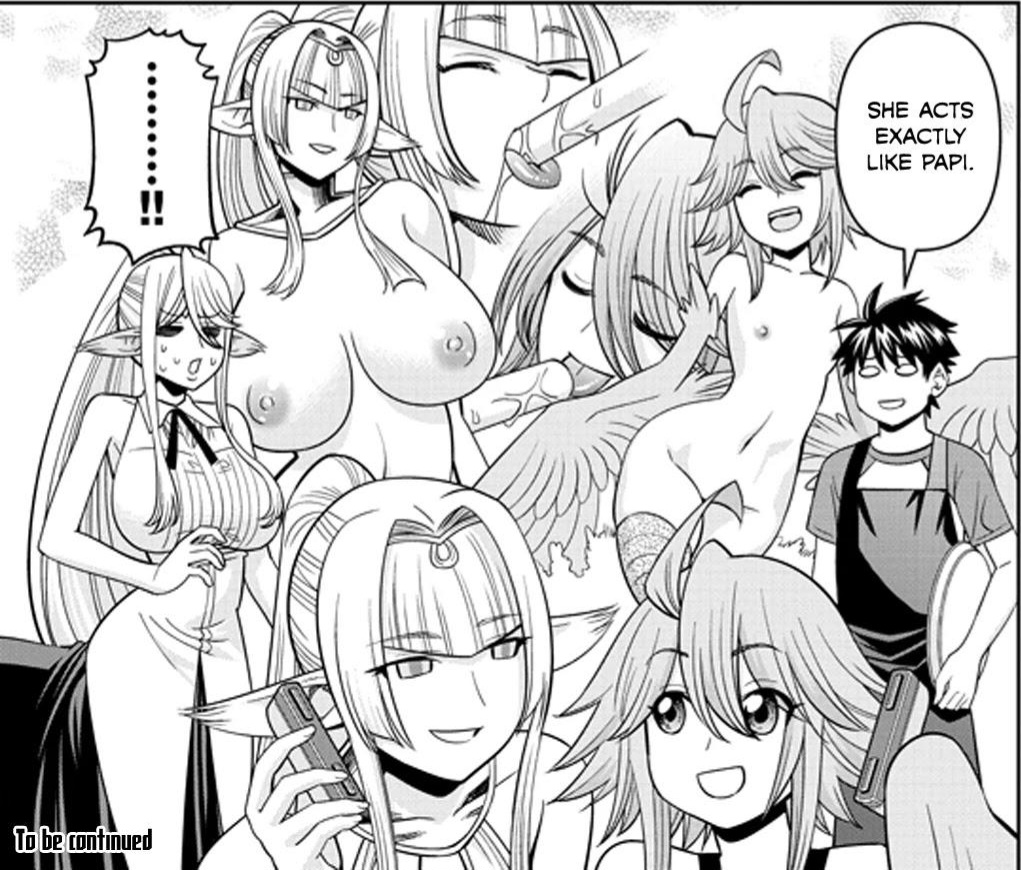 centaur centaur_girl centauress centorea_shianus harpy harpy_girl huge_breasts kurusu_kimihito manga_page monster_musume_no_iru_nichijou nipples okayado papi_(monster_musume) pegasania_(monster_musume) pegasania_bellerophon sexually_suggestive tagme