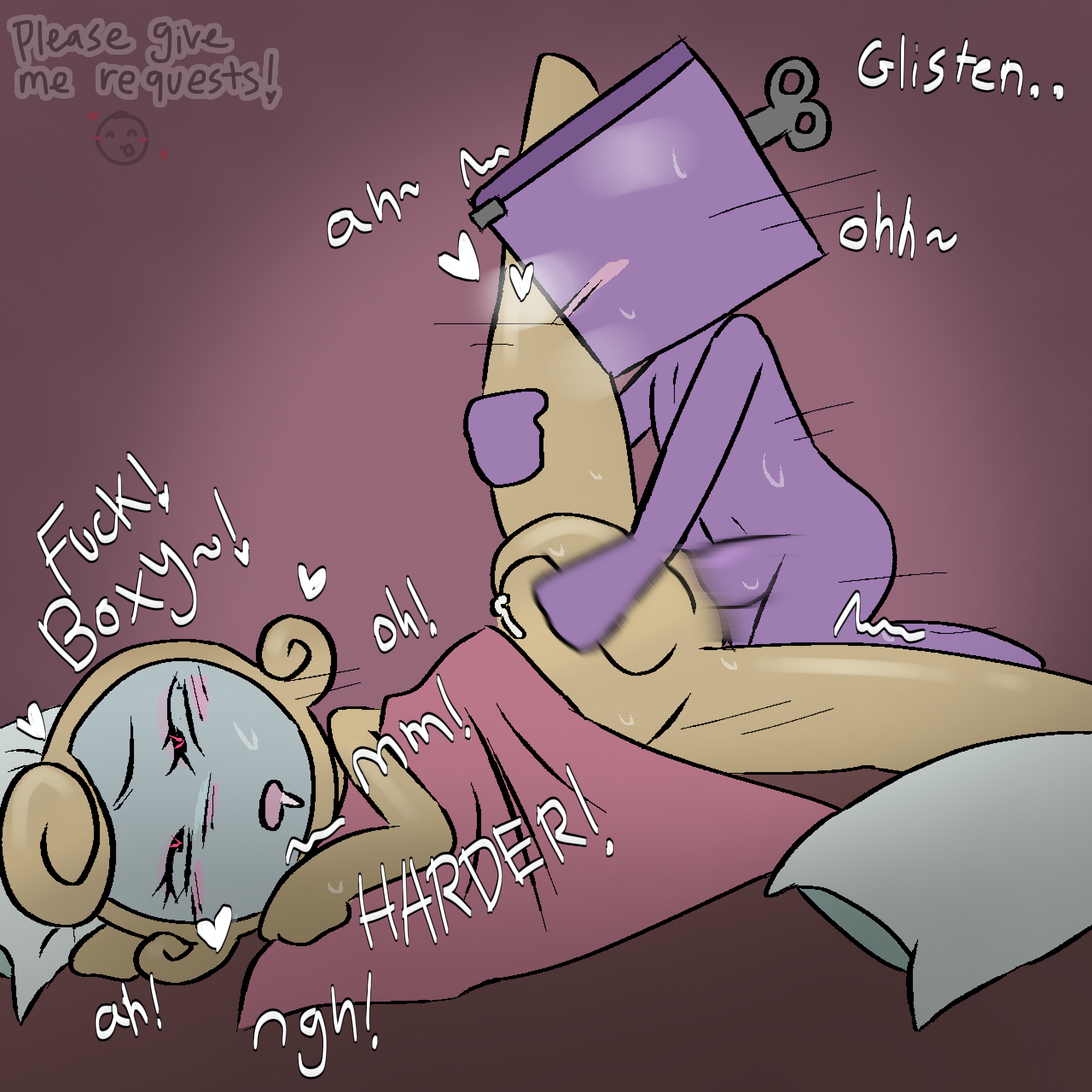 biggyatrizz, boxten (dandy's world), dandy's world, gay, glisten (dandy's world), in bed, male