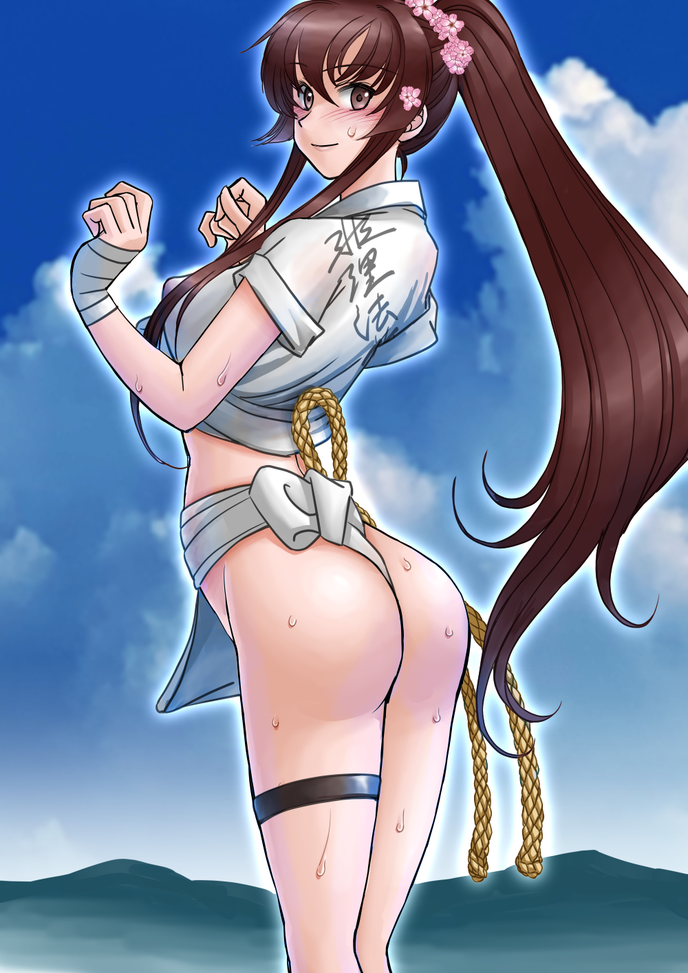 1girls akg_industry_(artist) ass fundoshi loincloth