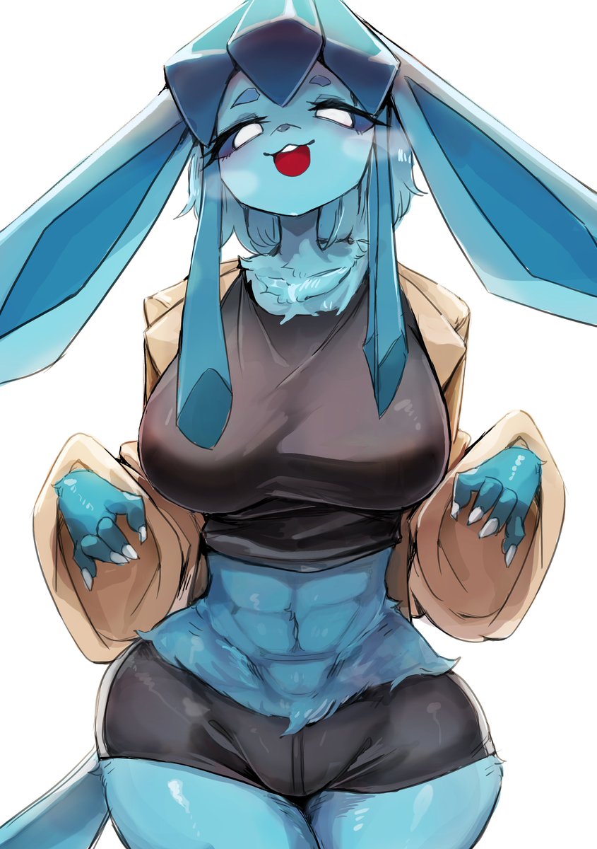 1girls anthro anthro_only big_breasts blush breasts cleavage clothed clothing eeveelution female female_only furry furry_only glaceon large_breasts looking_at_viewer menyang my700 nintendo pokemon pokemon_(species) solo thick_thighs thighs wide_hips