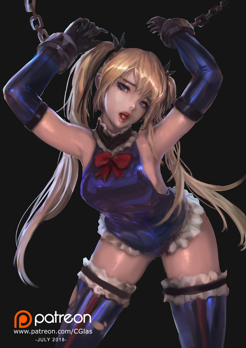 1girls armpits blonde_hair blue_eyes bondage bound breasts cglas chained chained_up chains clothed dead_or_alive elbow_gloves female female_only frilled_legwear frilled_leotard frills human leotard light-skinned_female long_hair marie_rose marie_rose_(devilish_servant_against_the_splashing_waves) one-piece_swimsuit open_mouth patreon petite solo stockings teenage_girl teenager text thighhighs tongue twintails url watermark