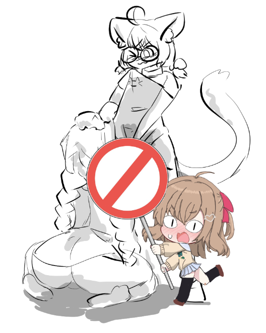 2girls anonymous_artist big_ass cat_ears cat_tail censored glasses implied_oral indie_virtual_youtuber minikomew neuro-sama queenpb sketch virtual_youtuber yuri