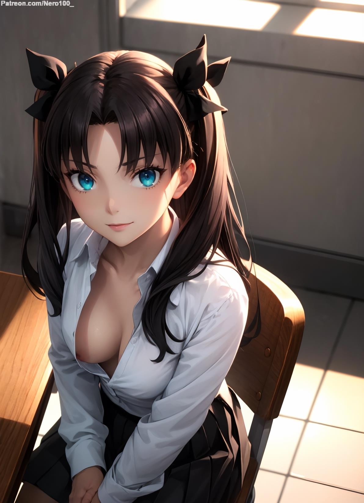 1girls 2d ai_generated aqua_eyes bare_shoulders belly black_hair blue_eyes blush breasts chest cleavage cute detailed eye_contact eyelashes eyeshadow fate/stay_night fate/zero fate_(series) female female_only fit fit_female focus happy high_quality legs light-skinned_female light_skin lips lipstick long_hair looking_at_viewer looking_up makeup mascara medium_breasts midriff nero100 no_bra pale-skinned_female pale_skin seductive seductive_eyes seductive_look skinny skinny_girl stable_diffusion tagme thighs thin thin_female thin_waist tohsaka_rin young