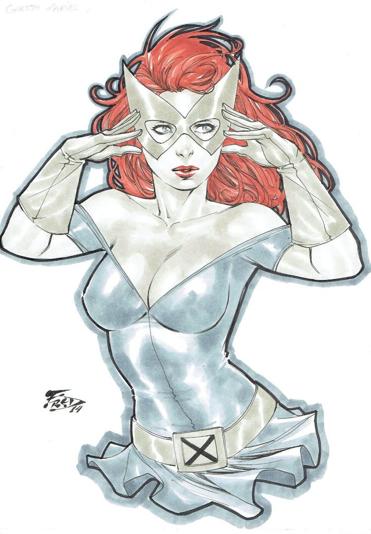 2014 belt big_breasts blue_eyes breasts busty cleavage dated ed_benes_studio female female_only fred_benes gloves homo_superior human jean_grey long_hair marvel marvel_girl mutant red_hair red_lips red_lipstick signature skirt solo telepath x-men yellow_belt yellow_gloves yellow_mask