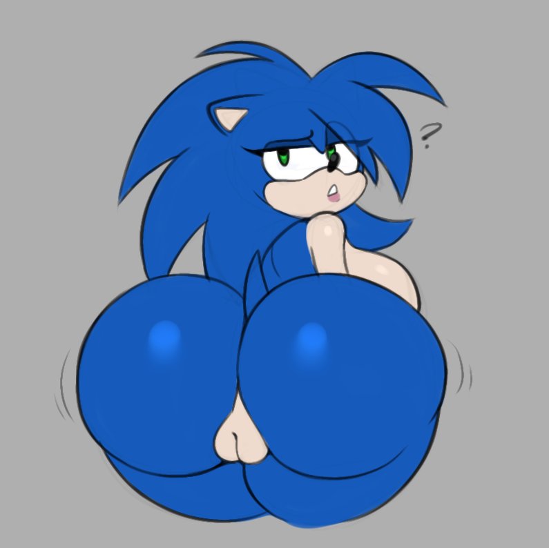 alternate_hairstyle anthro ass big_butt butt_focus eulipotyphlan eyelashes female genitals green_eyes hedgehog lipstick long_eyelashes makeup mammal mtf_crossgender multicolored_body pink_lipstick pussy question_mark rule_63 sega solo sonic_(series) sonic_the_hedgehog sonic_the_hedgehog_(series) spunkmcfunk two_tone_body