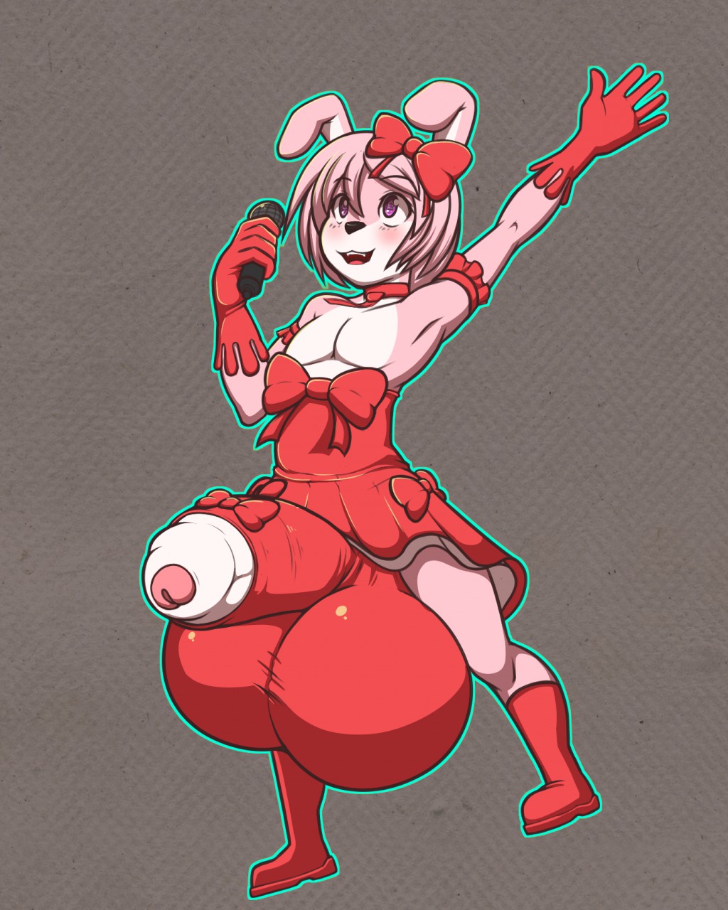 anthro balls big_balls big_penis canid canine clothed clothing crossdressing erection girly hi_res holding_microphone holding_object huge_balls huge_cock humanoid_penis hyper hyper_balls male mammal penis solo standing uncut wastedtime