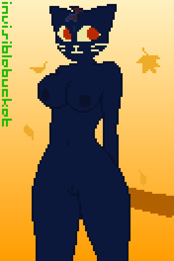 anthro bottomless breasts feline female invisiblebucket mae_(nitw) night_in_the_woods nipples pixel_art pussy topless