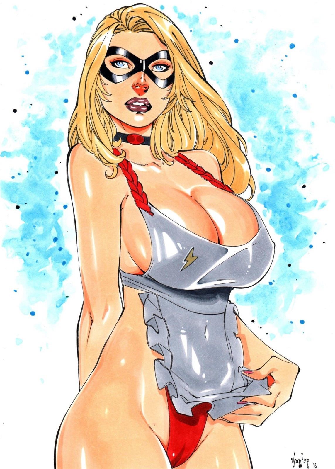 apron avengers big_breasts bimbo blonde_hair blue_eyes breasts busty cameltoe carol_danvers cleavage collar curvy domesticated domestication domino_mask ed_benes_studio housewife leotard long_hair maid maid_uniform marvel mask ms._marvel ms._marvel_(carol_danvers) nail_polish red_lips red_lipstick red_nail_polish red_nails stepfordization superheroine vagner_fernandes voluptuous