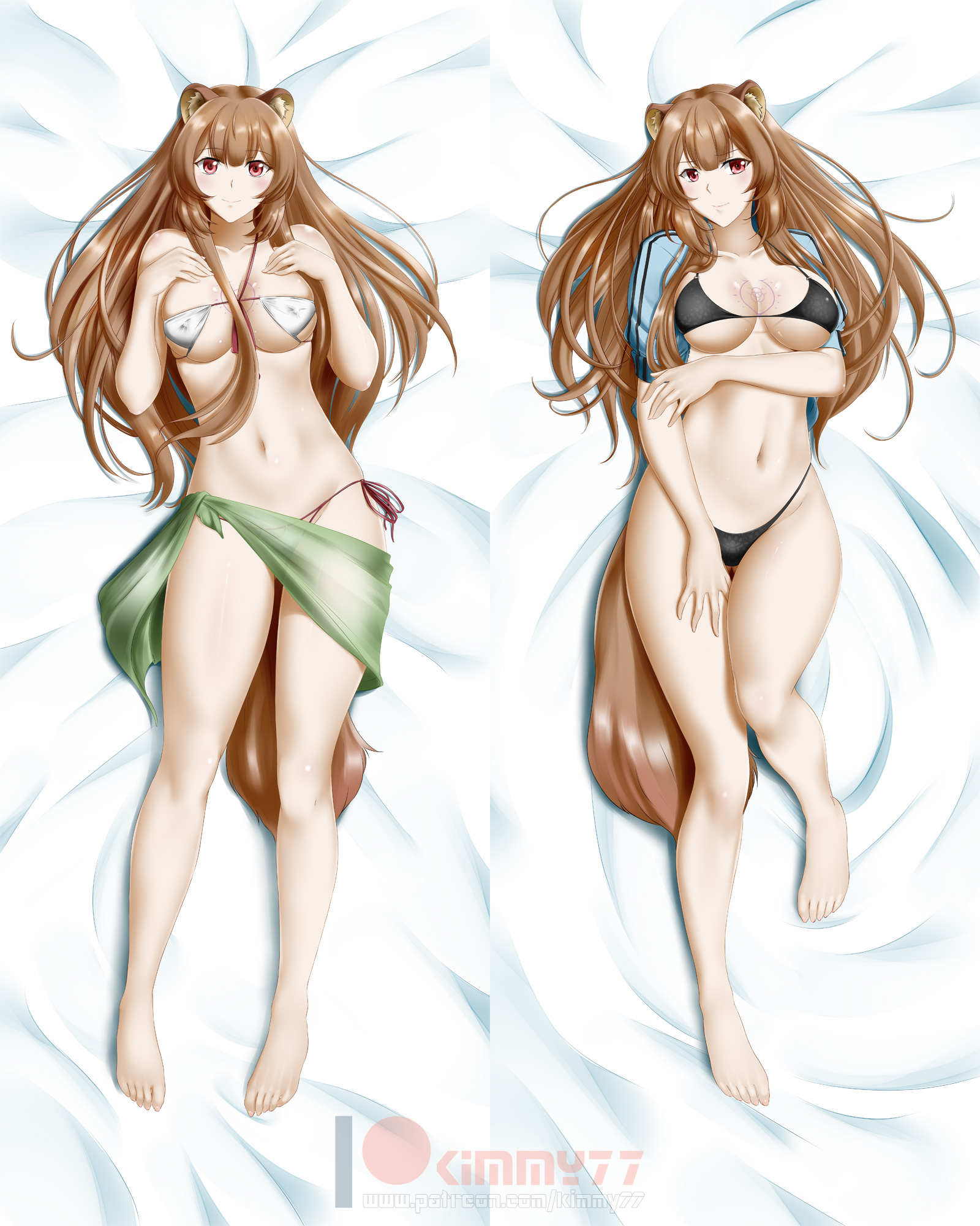 1girls, breasts, cleavage, dakimakura, female, female only, kimmy77, looking at viewer, raphtalia, solo, tate no yuusha no nariagari