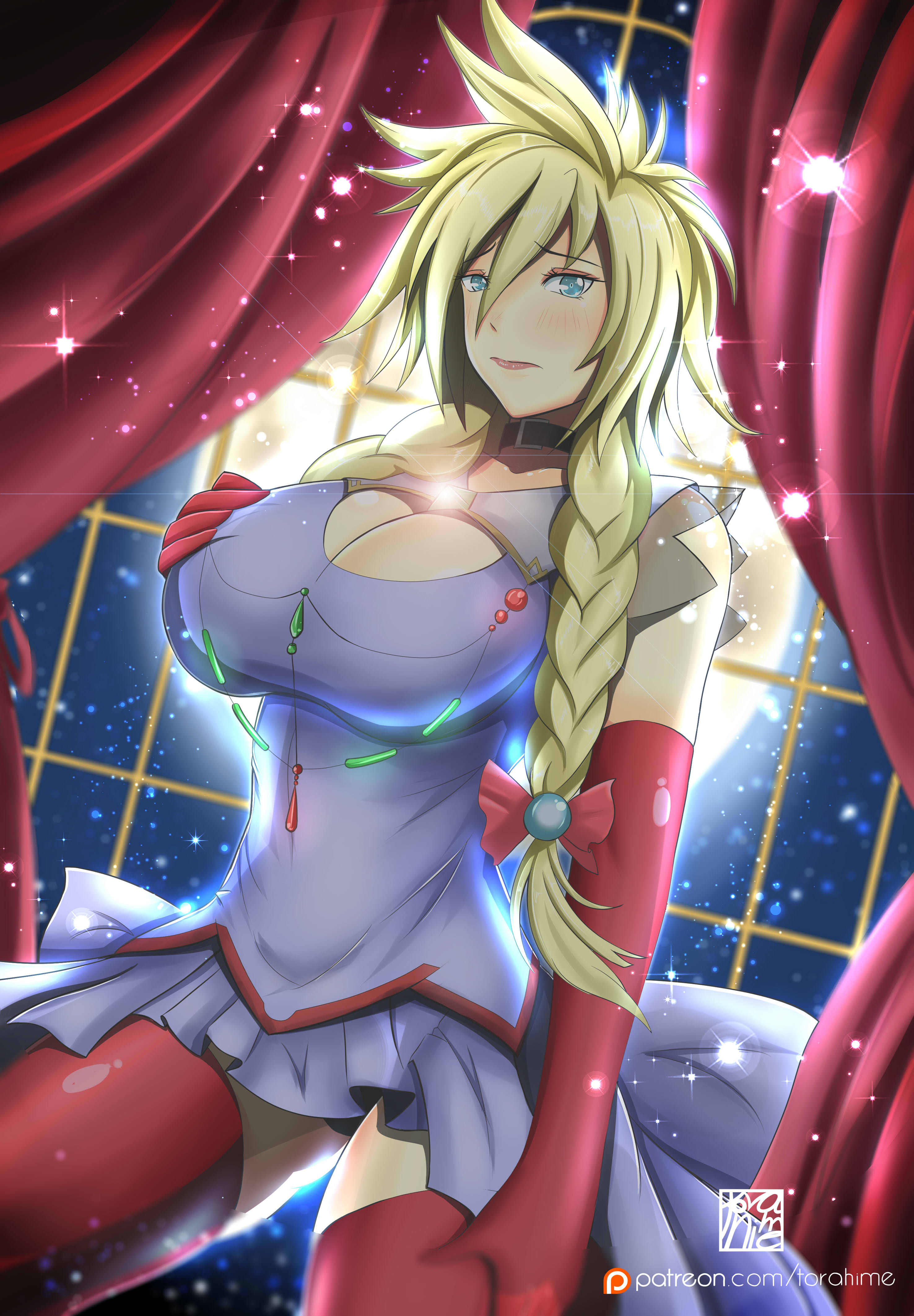 1girls, bimbo, blonde hair, cleavage, cloud strife, cloudette strife, dress, eyeshadow, female, female only, final fantasy, final fantasy vii, lipstick, makeup, rule 63, solo, thunder head, torahime