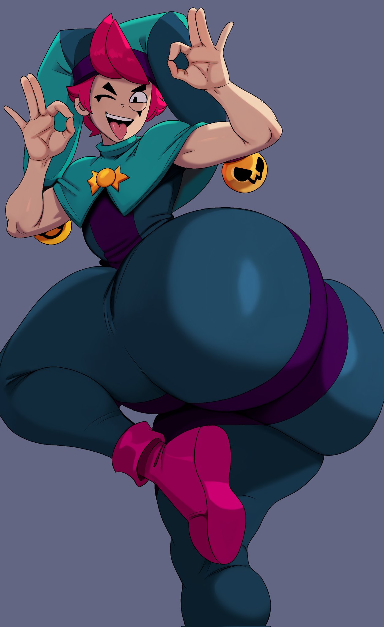 1femboy, brawl stars, bubble butt, chester (brawl stars), femboy, gay, senior garabato, solo, solo femboy, solo male, tagme, tongue out