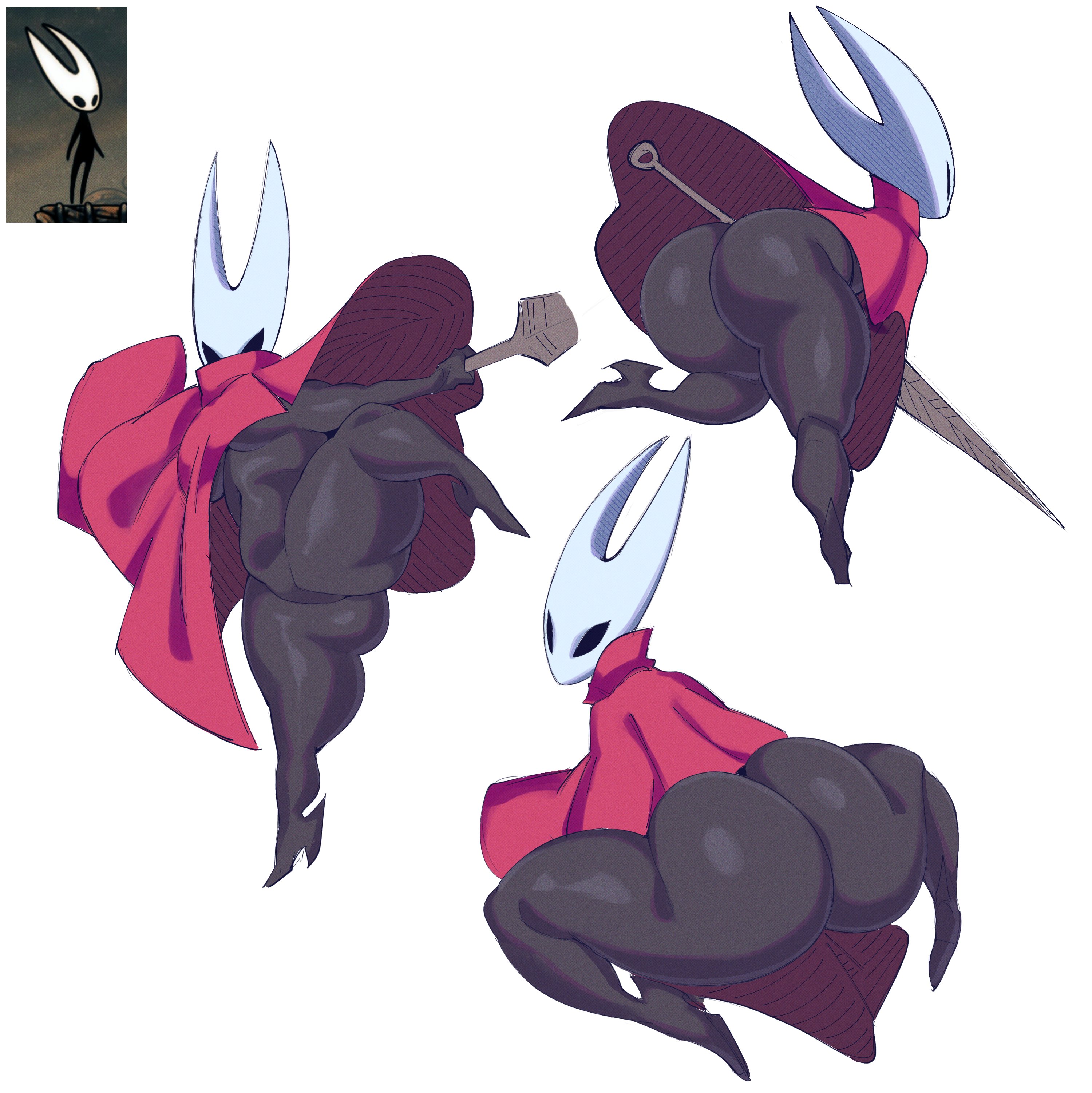 1girls, 2025, 2d, 2d (artwork), alternate ass size, alternate body type, anthro, anthro only, arthropod, ass, big ass, big butt, female, hi res, high resolution, highres, hollow knight, hollow knight: silksong, hornet (hollow knight), robe, robe only, solo, solo female, team cherry, tecfuzz, weapon