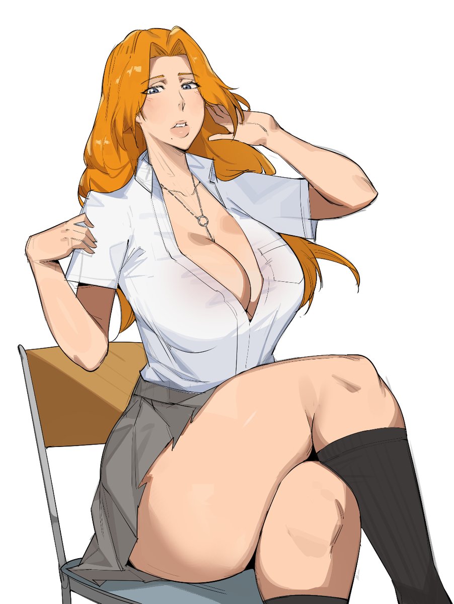 1girls, ass, big ass, big breasts, big thighs, bleach, blue eyes, breasts, cleavage, curvaceous, curvy, curvy figure, digital media (artwork), droctojuice, female, female only, hips, huge ass, huge breasts, huge thighs, large ass, large breasts, large thighs, legs, light skin, light-skinned female, long hair, matsumoto rangiku, mature, mature female, orange hair, school uniform, shinigami, skirt, slim waist, solo, thick, thick hips, thick legs, thick thighs, thighs, voluptuous, waist, wide hips, wide thighs