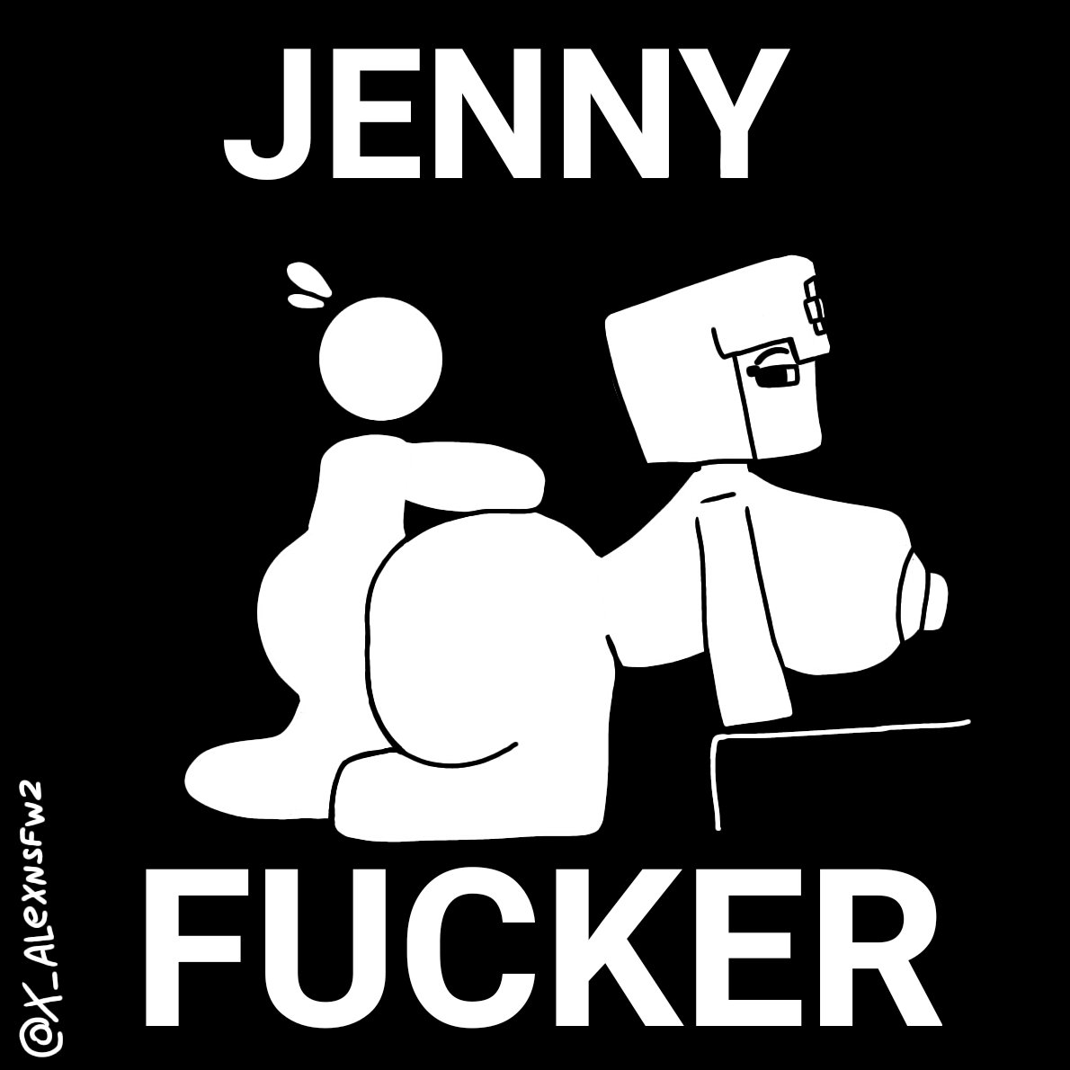 1boy, 1boy1girl, 1girls, ass bigger than head, big ass, boobs, breasts, female, jenny belle (slipperyt), male, meme, minecraft, pictogram, sex, tagme, tits, warning sign, warning sign person