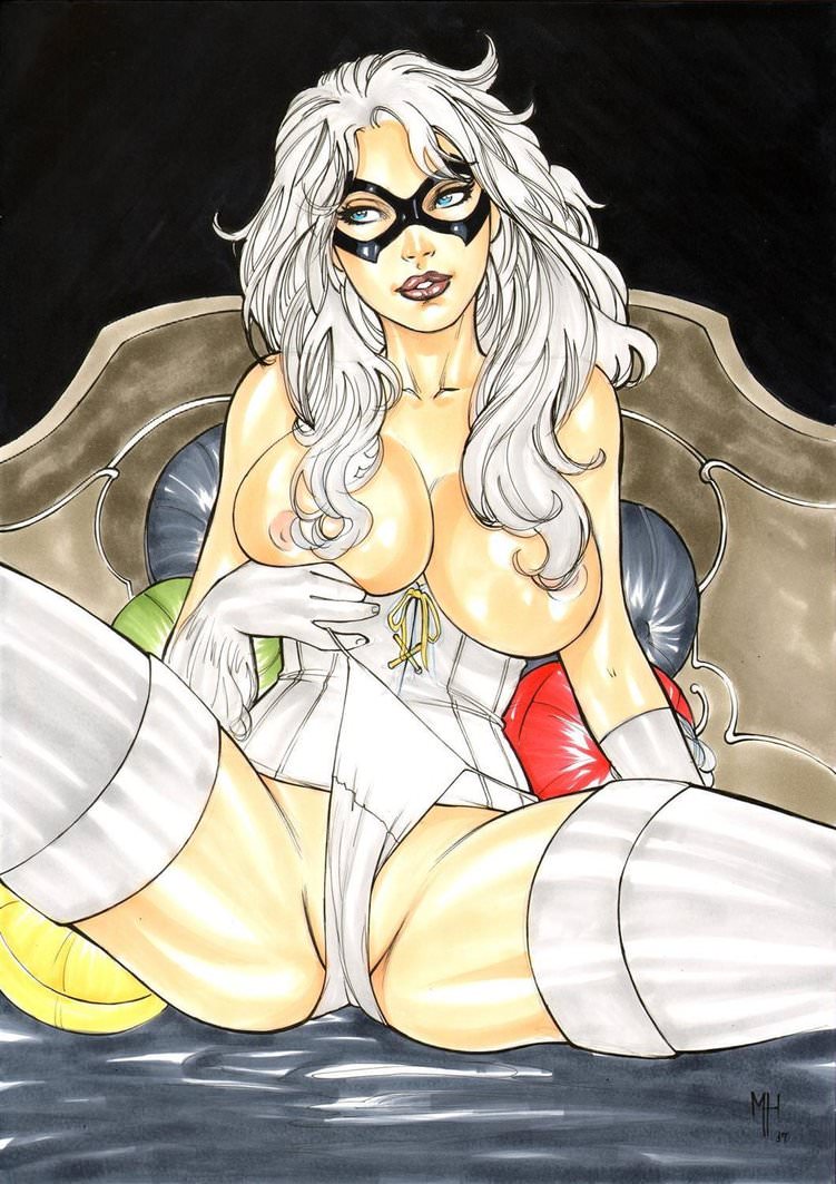 1girls bare_breasts bed big_breasts black_cat_(marvel) blue_eyes breasts busty corset curvy domino_mask ed_benes_studio felicia_hardy female female_only headboard human long_hair marvel mask matheushenrique_(artist) nipples panties panties_down panty_lift pillow pillows sheets spider-man_(series) stockings superheroine thick_thighs topless voluptuous white_corset white_hair white_panties white_stockings