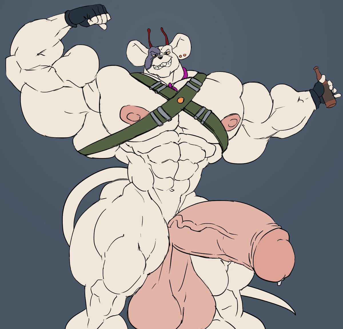 1boy 2019 5_fingers abs absurd_res alcohol alien antennae anthro armpit ass beer beer_bottle biceps big_muscles big_penis biker_mice_from_mars boner erection flexing fur furry furry_only hi_res huge_cock huge_muscles humanoid_penis male male_only mammal manly metal_mask mouse muscular muscular_male navel nipples no_humans nude open_mouth pecs penis raised_arm remert rodent side_view simple_background smiling solo solo_focus teeth upscale vinnie_(bmfm) yaoi