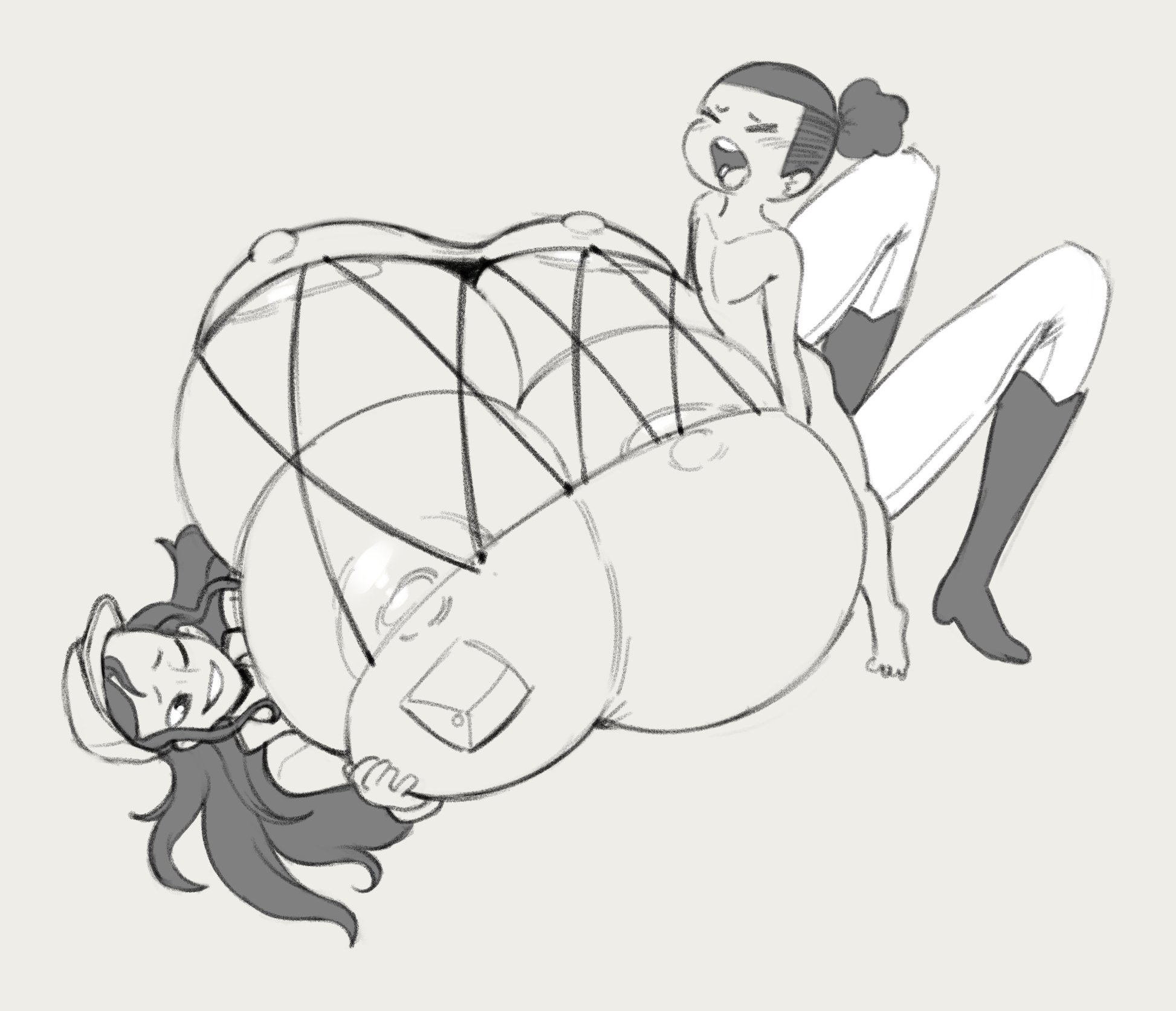 1boy, 1girls, 4 breasts, angstrom, areola slip, areolae, boots, breast focus, breasts, breasts bigger than head, bursting breasts, cap, female, gigantic breasts, grey theme, hana hana no mi, happy, happy paizuri, happy sex, huge breasts, human, hyper, hyper breasts, immobile, larger female, laying on floor, long hair, lying, male, mega paizuri, monochrome, multi breast, naughty face, nico robin, nipple slip, nipples, nude, on floor, one piece, paizuri, paizuri under clothes, ridiculous breast size, small dom big sub, smaller male, smile, straight, string, thick thighs, tied hair