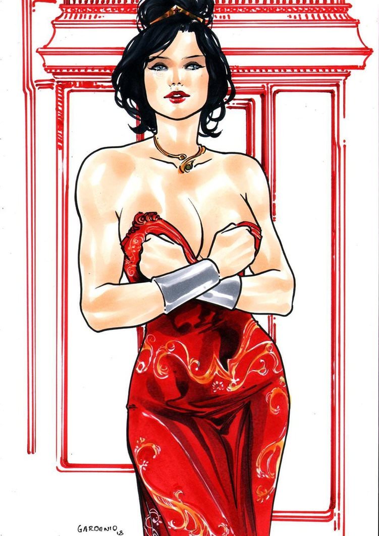 1girls 2018 amazon big_breasts black_hair blue_eyes bracers breasts busty cleavage column curvaceous curvy dated dc dc_comics diana_prince dress ed_benes_studio female female_only gardenio_lima goddess hairbun human justice_league necklace no_bra pillar pinup red_dress red_lips red_lipstick signature solo superheroine themyscira themysciran voluptuous wonder_woman wonder_woman_(series)