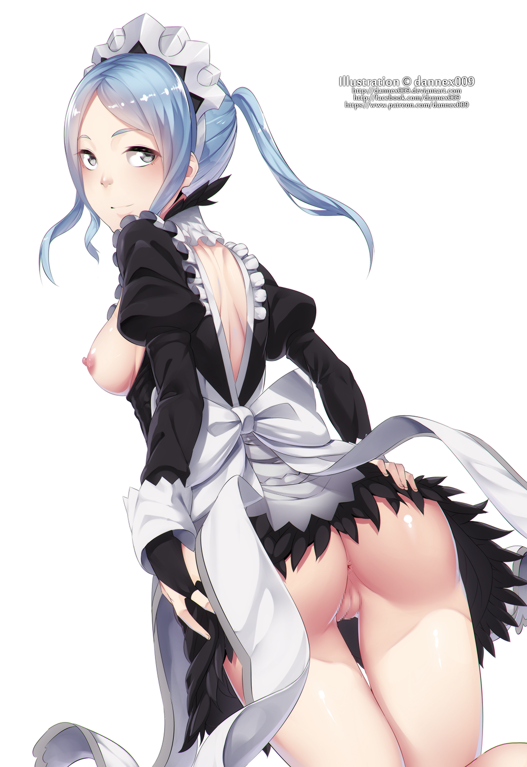 1girls, anus, areolae, ass, breasts, censored, dannex009, female, female only, fire emblem, fire emblem fates, flora (fire emblem), maid, maid headdress, maid uniform, nipples, pussy, solo