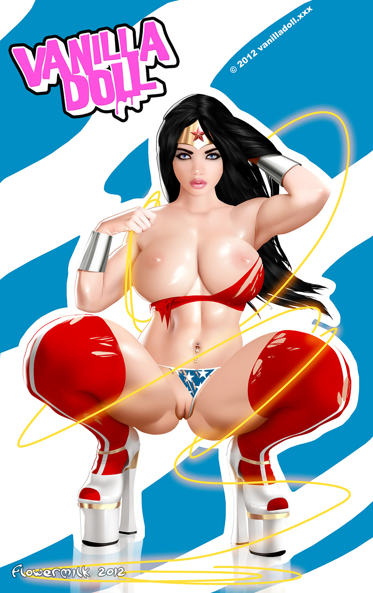 1girls 2012 areola big_breasts blue_eyes boots breasts clothing dc_comics flower_milk high_heels lasso navel nipples pussy ripped solo thighhigh_boots thighhighs vanilla_doll wonder_woman wonder_woman_(series)