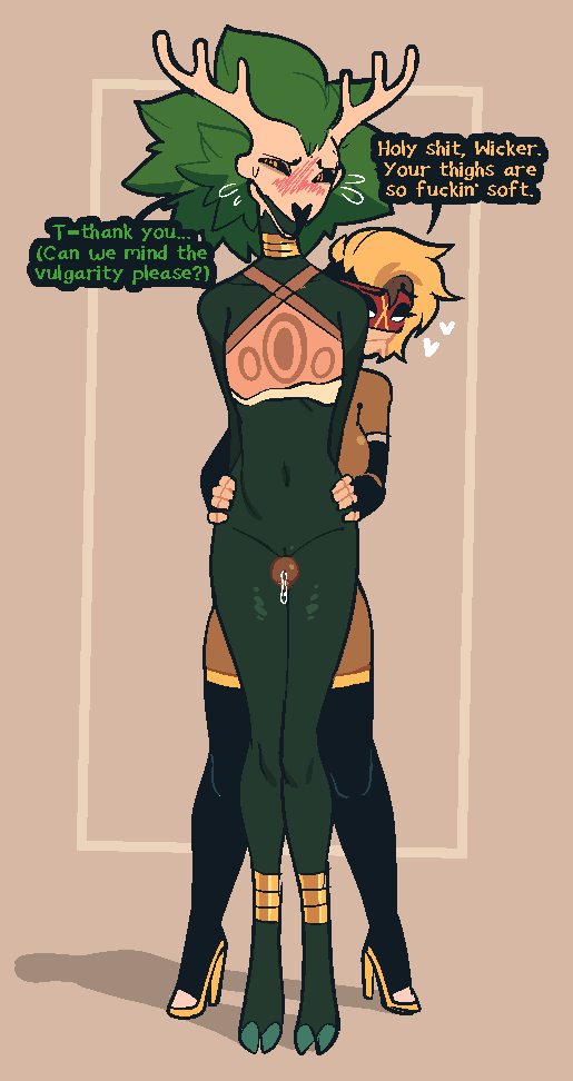 1futa 1girls 2024 bottomless clothed clothing dark-skinned_futanari dark_skin dialogue duo epoch_(welwraith) erection female futa_on_female futanari green_skin heel_boots heeled_boots heels height_difference high_heel_boots high_heels human legwear monster_girl nude partially_clothed precum precum_drip scraper_city sex size_difference standing taller_female text thigh_grab thigh_job thigh_sex thighhighs thighs welwraith wicker_(welwraith)