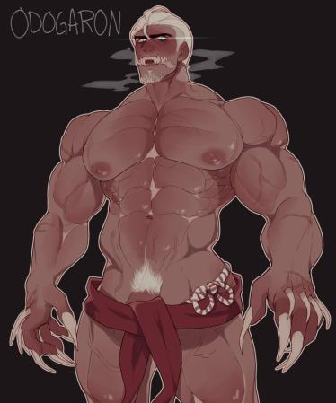 1boy bara male male_only monster_boy monster_hunter monster_hunter_world muscles odogaron ruisselait