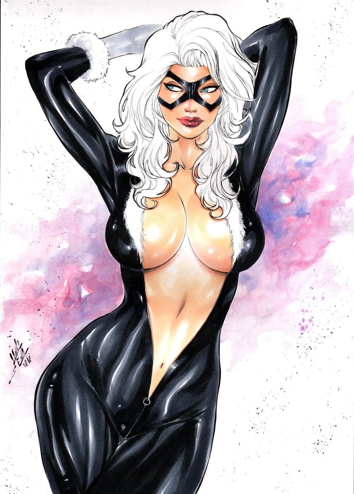 1girls 2018 belly_button big_breasts black_cat_(marvel) black_clothes black_clothing blue_eyes breasts busty cleavage curvaceous curvy dated domino_mask ed_benes_studio felicia_hardy female female_only fur fur_trim glistening_skin gloves lanio_sena latex leather long_hair marvel mask midriff navel pinup red_lips red_lipstick signature solo spider-man_(series) stomach superheroine thick_thighs thighs tight_clothing unzipped voluptuous white_fur white_gloves white_hair zipper zipper_pull_tab