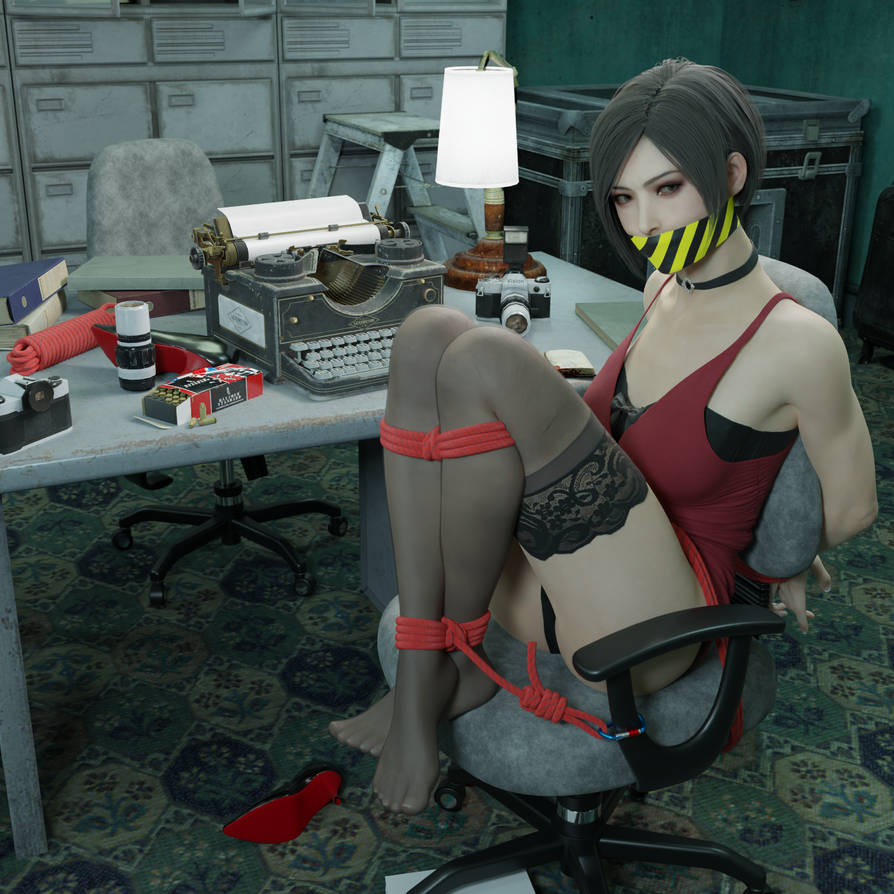 1girls 3d 3d_(artwork) ada_wong asian asian_female black_hair black_panties black_thighhighs bondage bound bound_arms bound_legs breasts camera capcom chair chair_bondage chair_tied clothed clothing collar color desk female female_focus female_only human humanoid ironlawbringer light-skinned_female light_skin looking_at_viewer panties red_dress red_rope resident_evil resident_evil_2 resident_evil_4 rope rope_bondage stockings submissive submissive_female tape tape_bondage tape_gag taped_mouth thighs tied tied_up typewriter video_game video_game_character