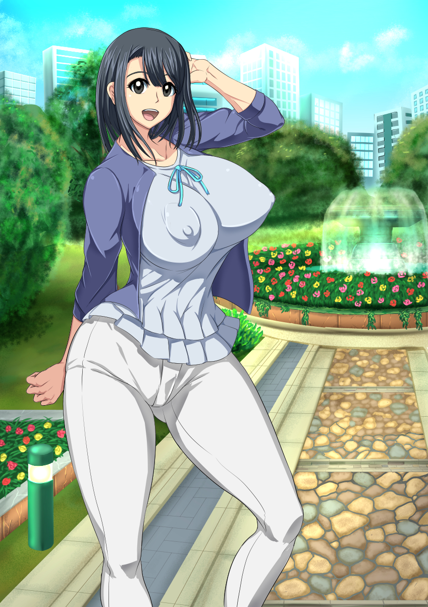 :d, 1girls, areolae, ashley (yu-gi-oh! duel links), big areola, big breasts, black eyes, black hair, breasts, curvy, female, huge areolae, huge breasts, large areolae, large breasts, long hair, looking at viewer, smile, thick, thick legs, voluptuous, yu-gi-oh!, yu-gi-oh! duel links