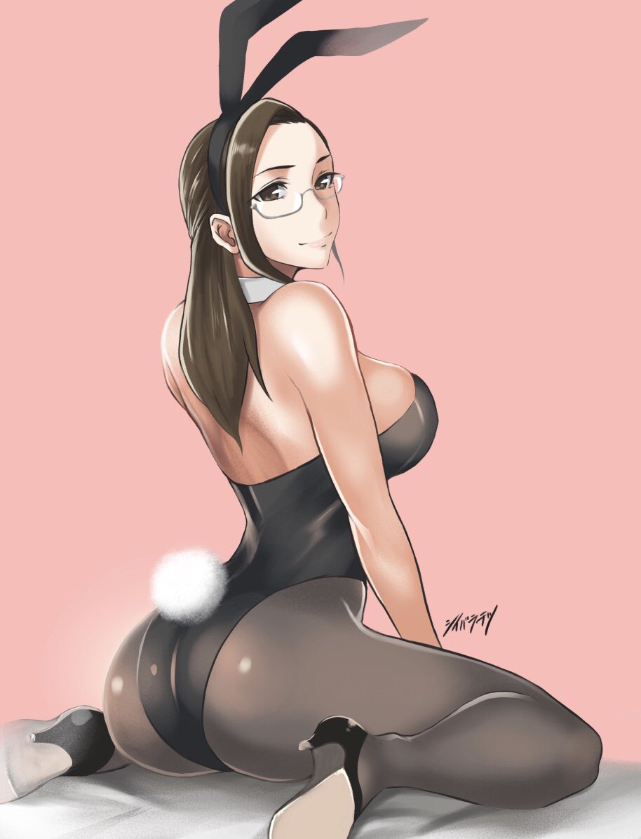1girls, ass, big breasts, breasts, bunny ears, bunny girl, bunnysuit, cleavage, female, female only, large breasts, looking at viewer, looking back, shibusun, solo
