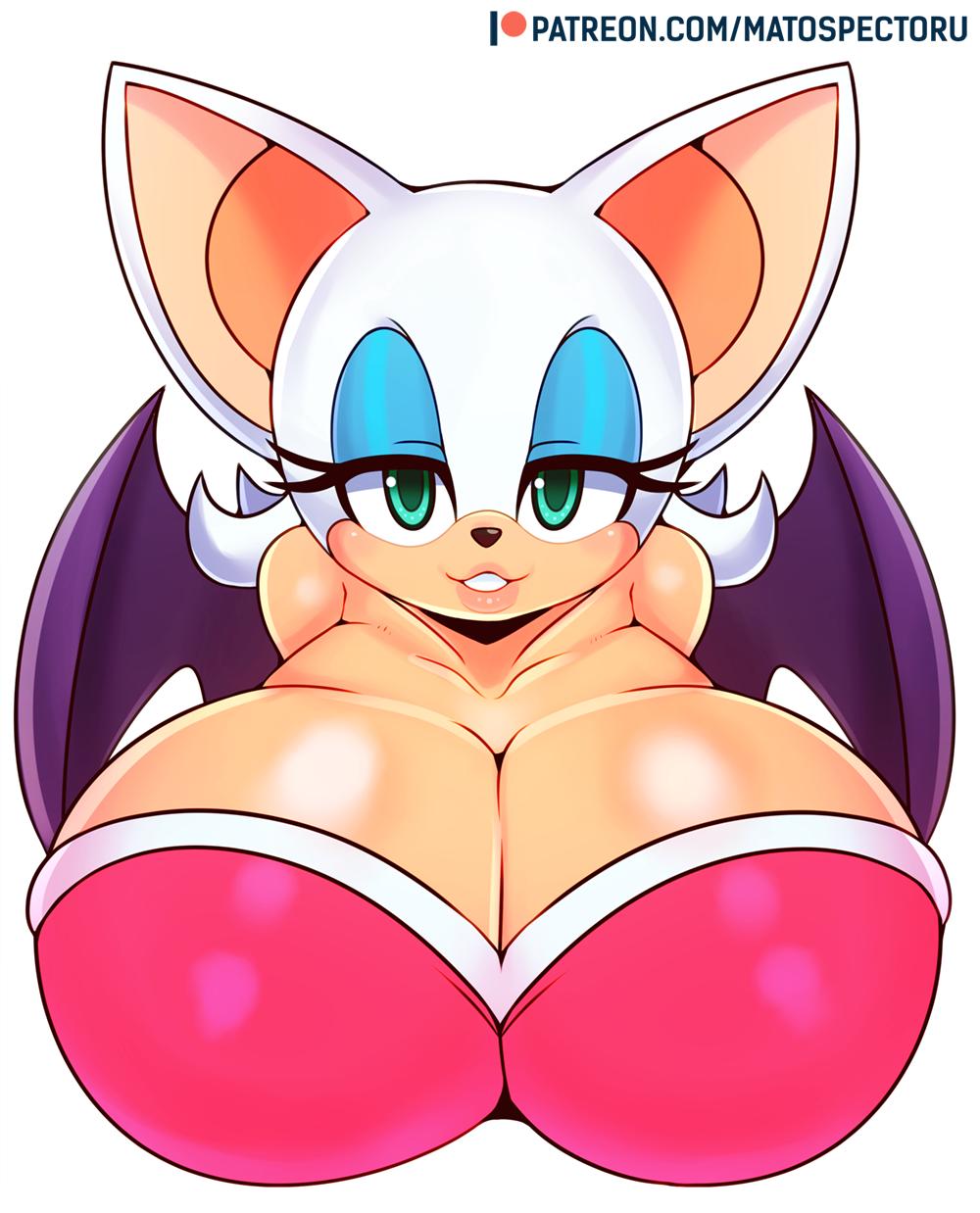 1girls alternate_breast_size anthro bare_shoulders bat bat_ears bat_wings big_breasts breasts bust bust_style cleavage clothed clothing female female_only fur furry furry_only green_eyes huge_breasts large_breasts looking_at_viewer mammal matospectoru rouge_the_bat sega solo sonic_(series) video_games white_fur white_hair